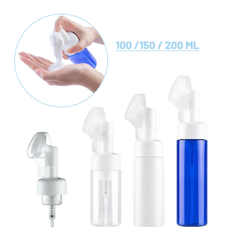 100-200ML Sabun Köpüren Şişe Yüz Temizleyici köpük makinesi Şişe Silikon Temiz Fırça Taşınabilir Yüz Yıkama Köpük köpük şişesi
