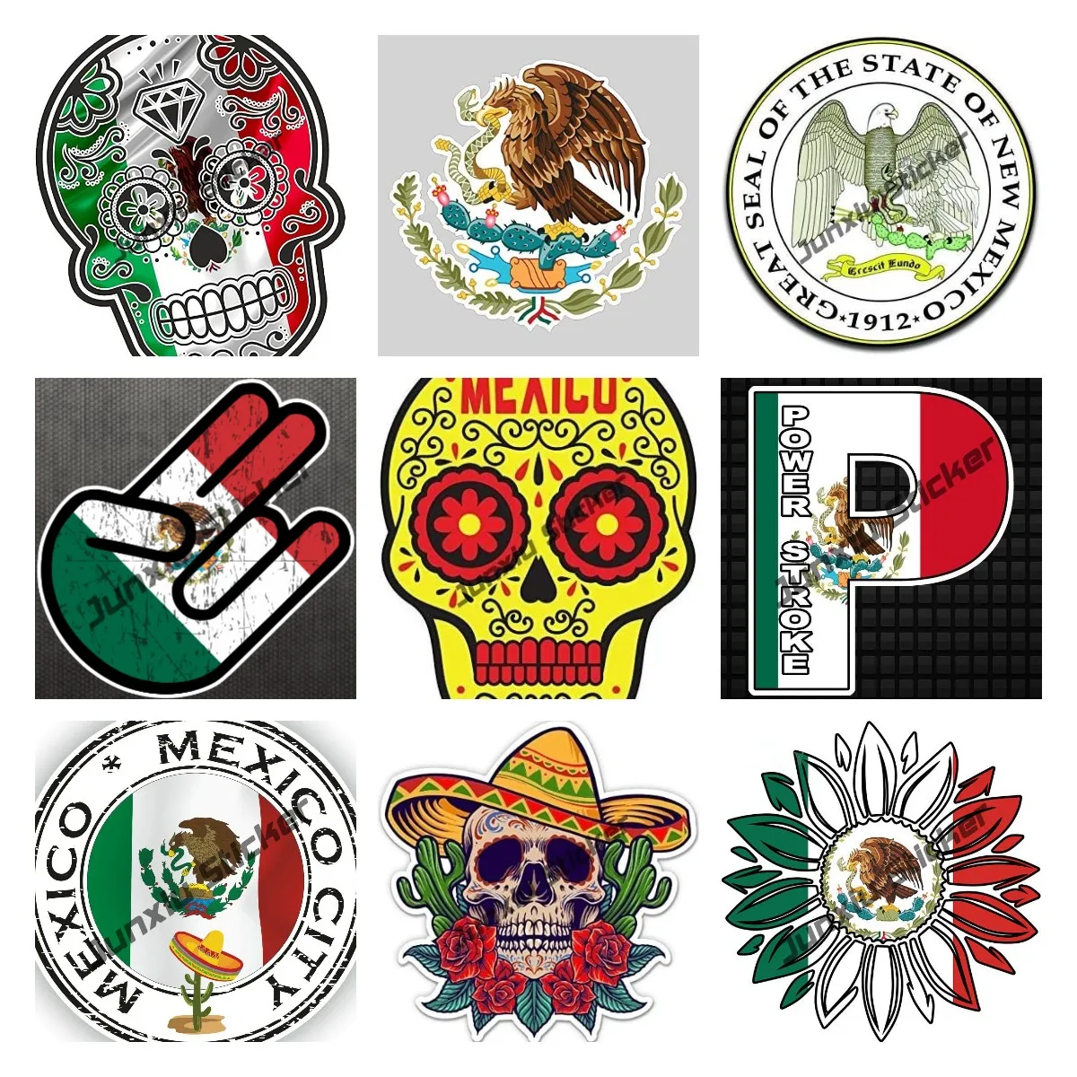 Meksika Şeker Kafatası Sticker Meksika Bayrağı Kartel Calavera Premium Kalite Kafatası Sticker Vinil Çıkartması Anime Aksesuarları Dekorasyon