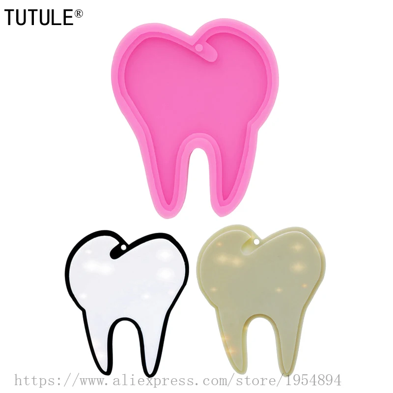 Parlak diş anahtarlık kalıp-Parlak-Parlak epoksi diş reçine kalıp-Kolye-Etiket / küpe kolye-Anahtarlık-Diş Perisi kalıp