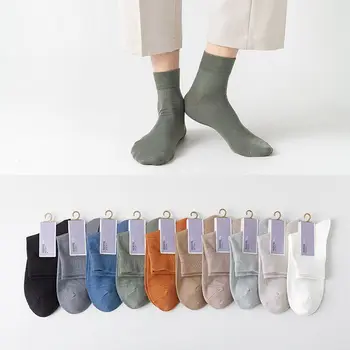 İlkbahar ve Yaz erkek İnce Orta tüp Çorap Düz Renk Basit Nefes erkek Günlük Tüm Maç Çorap