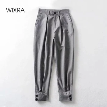 Wixra kadın pantolonları Fermuarlar Katı Kalem Düğmeleri Ofis Giyim 2020 Yaz Sonbahar Streetwear Cepler Pantalon Femme