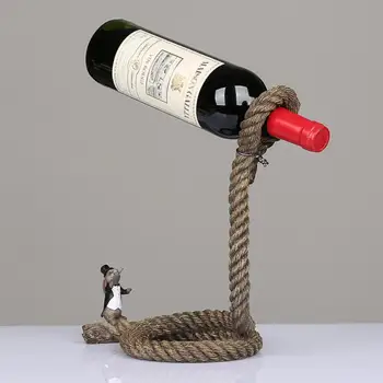 Yaratıcı Süspansiyon Halat Kırmızı Şarap Rafı Dekorasyon Şarap Dolabı Avrupa Reçine Dekorasyon Bar Dolabı Ekran stand rafı Hediyeler