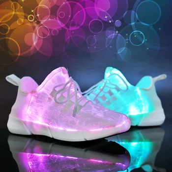 Moda Fiber Optik Ayakkabı Erkekler Kadınlar için USB Şarj Parlayan rahat ayakkabılar Aydınlık noel hediyesi led ışık Up Ayakkabı Boyutu 35-46