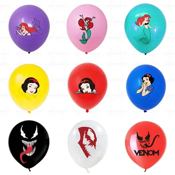 1 Adet Disney Serisi Lateks Balon Kar Beyaz Küçük Denizkızı Venom Parti Dekorasyon Doğum Günü Aksesuarları Çocuk için 12 İnç
