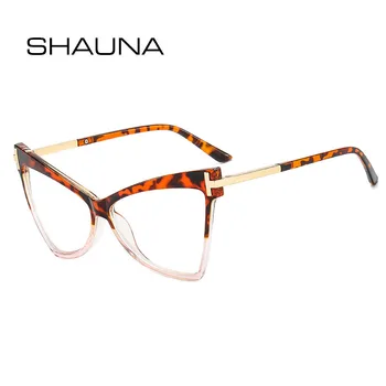 SHAUNA Anti-mavi ışık kadın kedi göz gözlük çerçeve marka tasarımcısı boy optik gözlük çerçeveleri