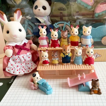 Orman Aile Senbelle Gashapon Oyuncaklar Serisi Mini Oyun Evi Kız Oyuncak Sahne Dekorasyon Bebek Aksiyon Figürleri Sevimli Tavşan Kardeş