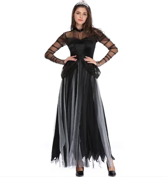 Korkunç Korku Cadılar Bayramı Cosplay Kostüm Karnaval Kadın Zombi Hayalet Gelin Vampir Şeytan Witcher Maxi Elbise Parti Sahne Giyim