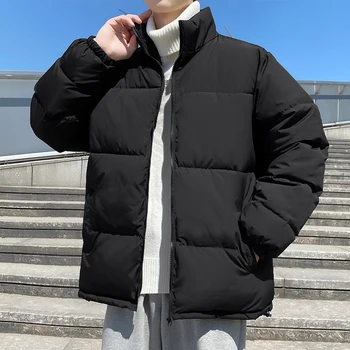 Streetwear Yaka Rahat Sıcak Erkek Kış Ceket düz Renk Parka Moda büyük Boy Kadın Kış Kat Stand 