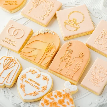 Sevgililer Günü Düğün Fondan Kek Embosser Kesici DIY Akrilik Gül Yüzük Şeker Zanaat Basın Bisküvi Kalıp Pişirme DecorationTool