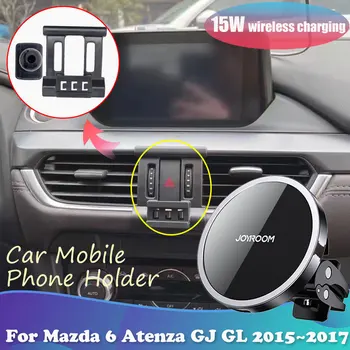 15W Araç Telefonu Tutucu Mazda 6 Atenza İçin GJ GL 2015 2016 2017 Manyetik Standı Desteği Kablosuz Şarj Sticker Aksesuar iPhone