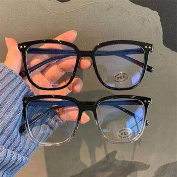 Şeffaf bilgisayar gözlük çerçevesi Anti-mavi ışık bayanlar erkek kare gözlük moda Anti-radyasyon optik gözlük