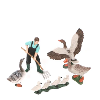 5 adet Simülasyon modeli Tarım Arazileri İşçi Kaz Ördek Minyatür Çiftlik Hayvanları Figürleri bahçe dekorasyon DIY aksesuarları seti oyuncaklar