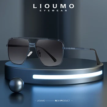 LIOUMO 2022 Yüksek Kaliteli erkek Güneş Gözlüğü Metal Çerçeve Polarize Parlama Önleyici sürüş gözlükleri Kadınlar Degrade Gri lunette homme