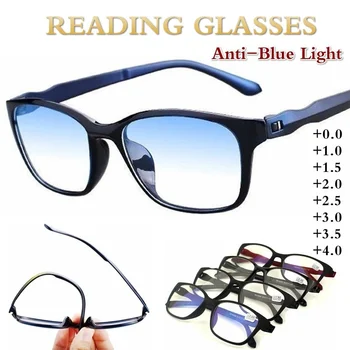 Erkek Anti-mavi ışık okuma gözlüğü Büyük Çerçeve okuma gözlüğü Anti-Yorgunluk bilgisayar gözlükleri+1.5 +2.0 +2.5 +3.0 +3.5 +4.0