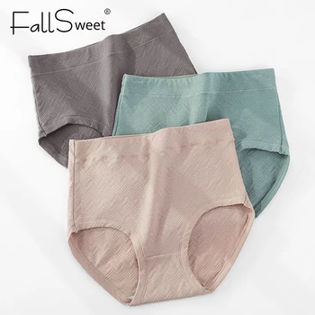 FallSweet yüksek Wasit külot kadın pamuk iç çamaşırı artı boyutu iç çamaşırı Femme XL 6XL için
