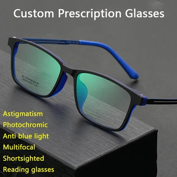 Ultralight Özel Erkekler Reçete Gözlük Multifokal Okuyucu Gözlük Fotokromik Mavi Engelleme Miyopi Gözlük Kadın Astigmatizma