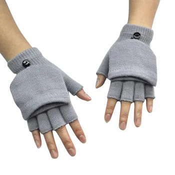 Yün Örme Parmaksız Çevirme Eldiven Kış Sıcak Esnek Dokunmatik Eldiven Erkekler Kadınlar için Unisex Maruz Parmak Eldivenler guantes