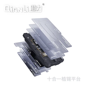 QİANLİ 10 İN 1 Manyetik 3D BGA Teneke Dikim Platformu iPhone X-12 Pro MAX Anakart Orta Çerçeve Reballing Stencil Şablon