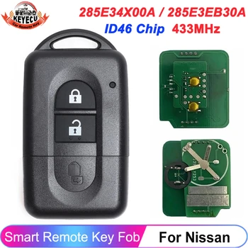 KEYECU Anahtarsız Uzaktan Anahtar 2 Düğmeler 433 MHz PCF7936 Çip İçin Nissan X-trail Qashqai Pathfinder 2007-2015 285E34X00A / 285E3EB30A