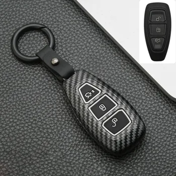 Karbon Fiber Akıllı araba anahtar kapağı kılıfı Ford Focus İçin MK3 MK4 Kuga escape ecosport Yeni Fiesta Anahtarlık İle
