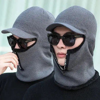 Yeni Moda Erkekler Kış sıcak yün Şapka Açık kulak koruyucu Sıcak Kalın Bisiklet Örme Kap Eşarp Rüzgar Geçirmez Siperliği gelgit gorras