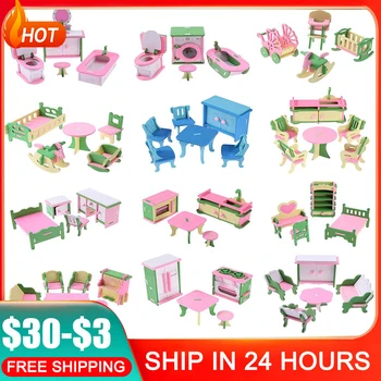 12 Takım Dollhouse Ahşap Renkli Minyatür Mobilya Oyuncaklar Çocuklar Simülasyon Modelleri Bebek Evi Dekor Noel Hediyesi