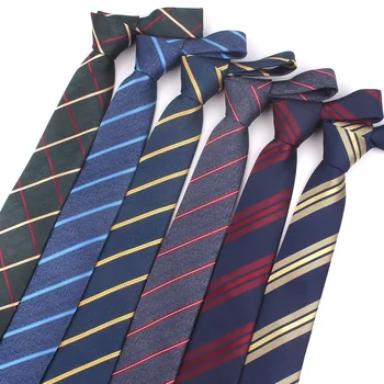 Yeni Jakarlı Çizgili Kravatlar Polyester Klasik Kravatlar Erkek Boyun Bağları 7cm İnce Kravat Sıska Kravat Düğün Parti İçin