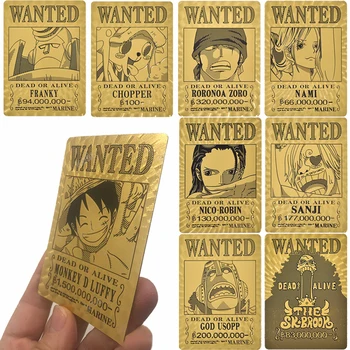 Anime Tek Parça Metal Altın Kart japon animesi Luffy Zoro Nami Chopper Bounty Oyunu Rakamlar Koleksiyon Kartları çocuk oyuncakları Hediye