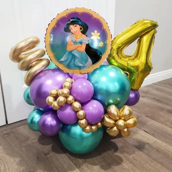 22 adet / takım Disney Prenses Yasemin Folyo Balon 16 inç Numarası Balonlar Doğum Günü Bebek Duş Parti Dekorasyon Malzemeleri Kız Hediyeler