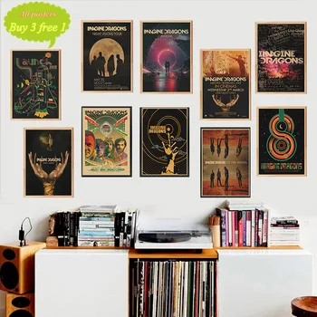 Imagine Dragons Rock Grubu Müzik Kraft kağıt Afiş Baskı Çizim çekirdek Dekoratif Boyama