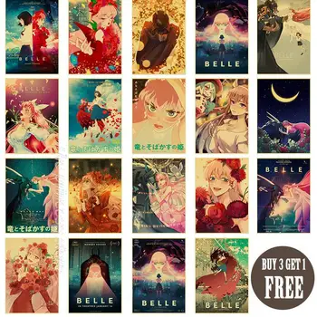 Anime Film Belle Posterler Retro Oturma Ev Dekor Boyama Vintage Resim Boyama Hediye Duvar Çıkartmaları Kraft Bar