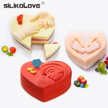 SILIKOLOVE silikon kalıp Kalp Şekli Bebek Ayak Kek Tasarım Pan Mus Kalıp Pişirme Dekorasyon Araçları Aksesuarları BPA Ücretsiz
