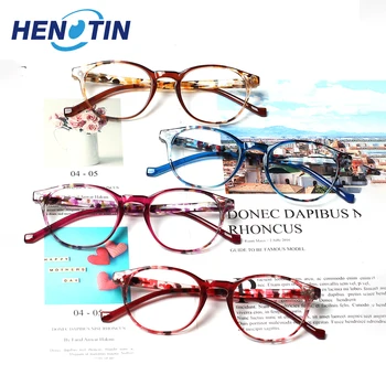 Henotin okuma gözlüğü Bahar Menteşe Erkekler Kadınlar Baskılı Çiçek Çerçeve Dekoratif Gözlük HD Reçete Okuyucu Gözlük