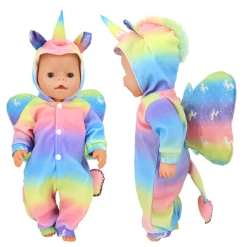 43cm Bebek oyuncak bebek giysileri Unicorn Tulum 18 İnç Amerikan Og Kız Bebek Kıyafetleri