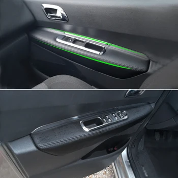 Araba İç Kapı Kol Dayama Paneli Mikrofiber deri kılıf Sticker Trim İçin Peugeot 3008 2011 2012