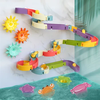 Banyo Oyuncakları Bebek Banyo Ördek DIY Parça Küvet Çocuk Oyun Su Oyunları Aracı Banyo Duş Duvar Emme Seti Banyo Oyuncak çocuklar için