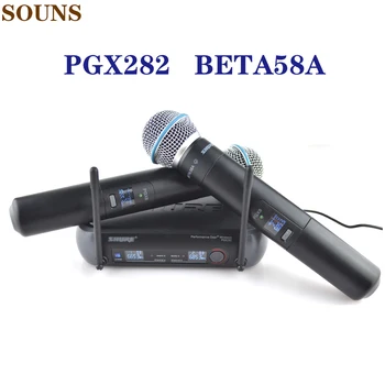 PGX Kablosuz Mikrofon PGX282 PGX8 uhf çift sabit frekanslı kablosuz Mikrofon sistemi, Beta58a el kablosuz mikrofon, Logo İle