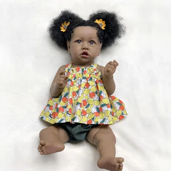 Afrika Saskia Reborn Baby Doll 20 inç Sevimli Bebe Boneca Renascida Gerçekçi Gerçek Yumuşak Dokunmatik