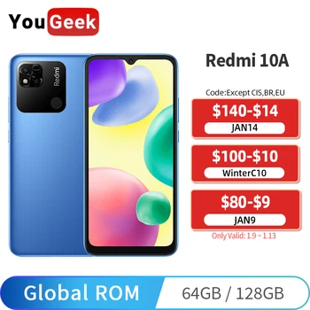 Küresel ROM Xiaomi Redmi 10A 4GB 64GB/128GB Helio G25 Octa Çekirdek 5000mAh Pil 6.53 