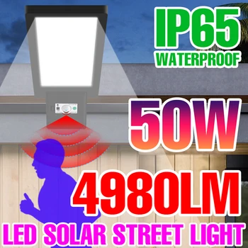 LED güneş enerjili sokak lambaları açık spot IP65 su geçirmez bahçe ışıkları Hareket sensörü İle güneş PANELI LED Sokak Lambası