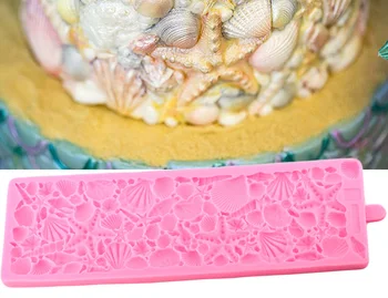 3D Kabuk Kek Sınır silikon kalıp Deniz Hayvanları Dantel Mat DIY Düğün Fondan Kek Dekorasyon Şeker Kek Çikolata Pişirme Kalıp