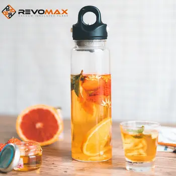 Revomax 473 ml / 16 oz Büküm-ücretsiz Borosilikat Cam Su Şişesi Doğrudan Içme Fincan İle silikon Anti-kayma kollu