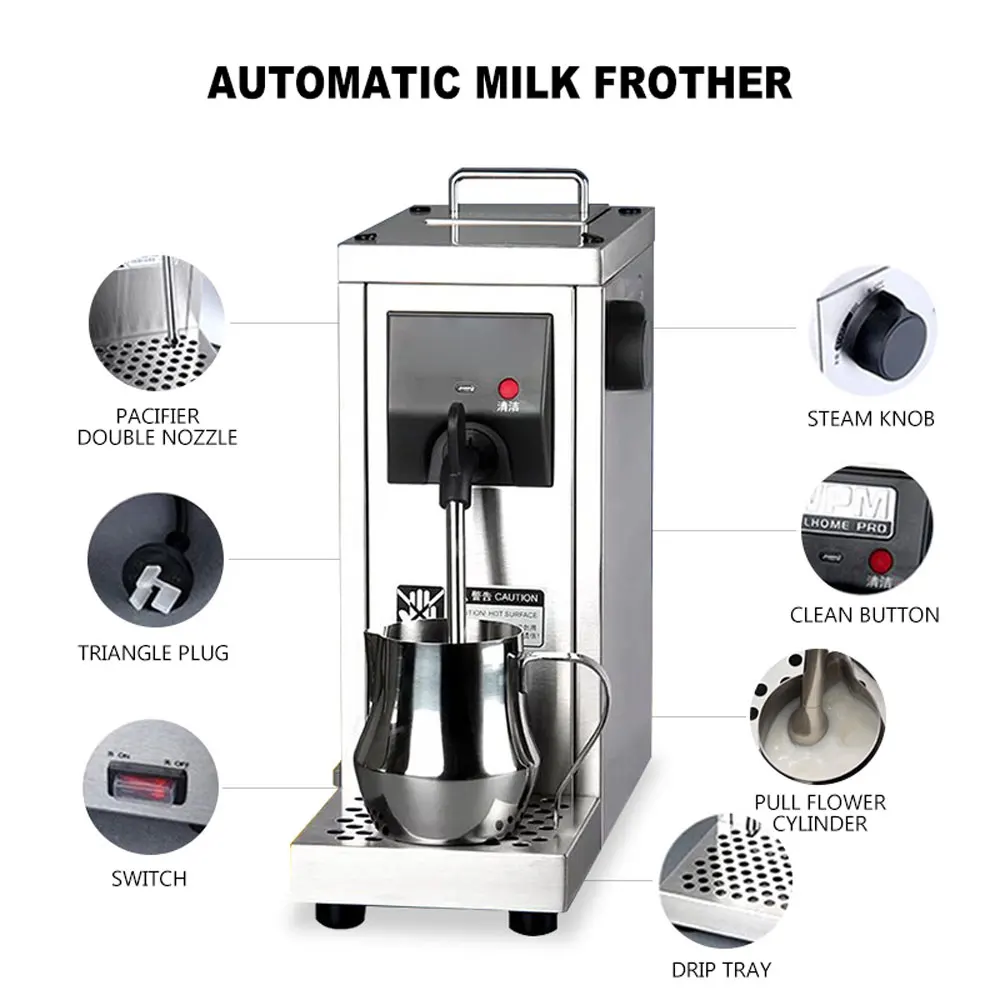 130 t Tam Otomatik Profesyonel Süt Vapur Sıcaklık Ayarı İle / Paslanmaz Çelik süt köpürtücü Makinesi