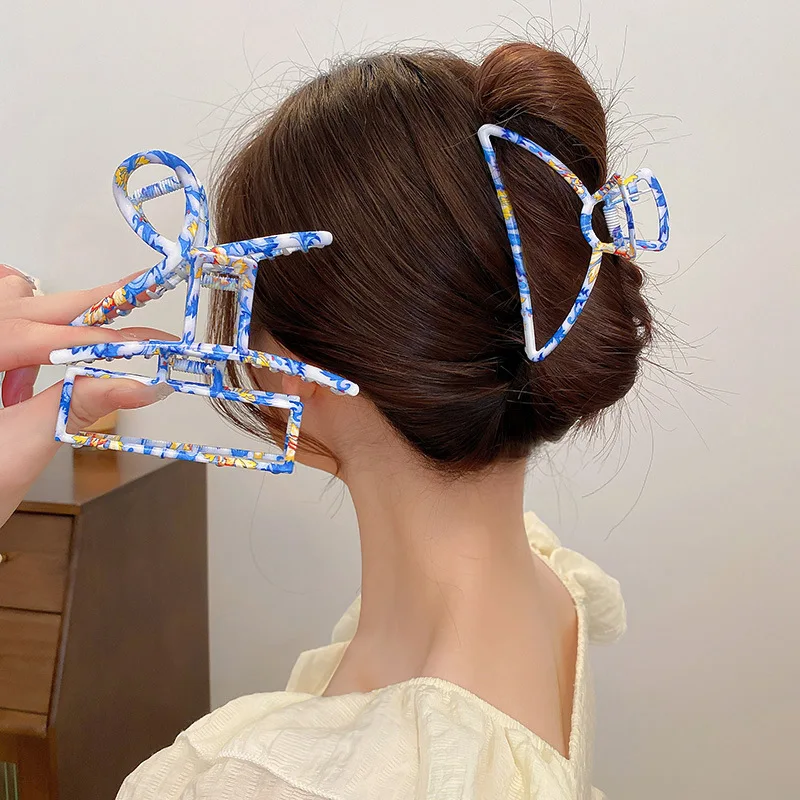 Bılandı 2022 Yeni Mavi Serisi Metal Saç pençe klipsleri Moda Basit Geometrik Tokalarım Kadınlar İçin saç aksesuarları