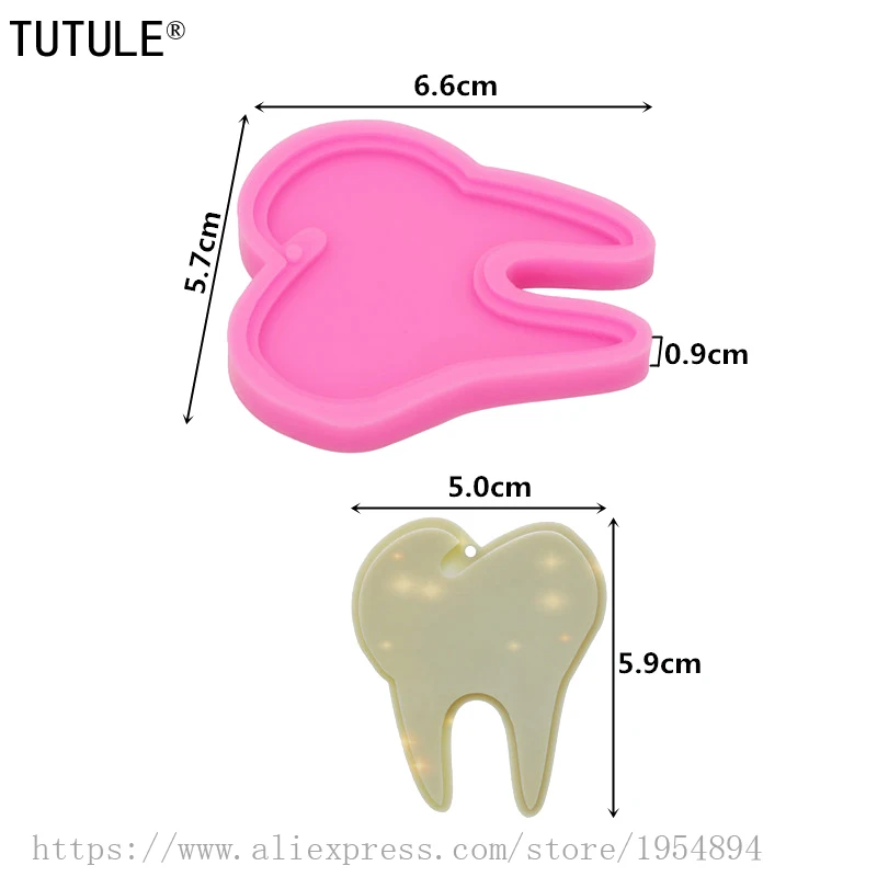 Parlak diş anahtarlık kalıp-Parlak-Parlak epoksi diş reçine kalıp-Kolye-Etiket / küpe kolye-Anahtarlık-Diş Perisi kalıp