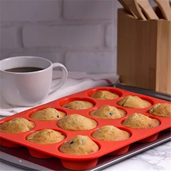 12 Kavite Silikon Kek Kalıbı kek kalıbı Kek Bakeware Fondan Cupcake Muffin Kalıp Çerezler Muffin Çikolata Kalıp Pişirme Araçları