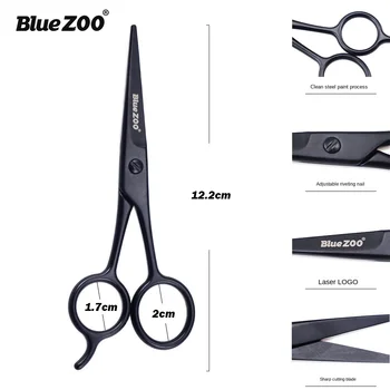 Bluezoo Siyah 12.2 cm Yüz Saç Burun Saç Sakal Kaşları Paslanmaz Çelik Kuaförlük Makas berber makası