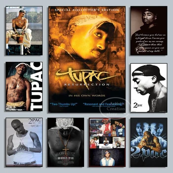 Tupac Amaru Shakur Dövme Hip Hop Rap Müzik 2Pac Posteri Tuval Poster ve Duvar Resmi Baskı Modern Aile Yatak Odası Ev Dekor