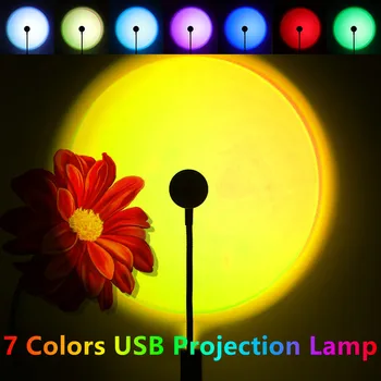 Gün batımı Projeksiyon Lambası RGB LED gece lambası USB atmosfer ışığı 5V gökkuşağı lamba 7 Renk yatak odası dekorasyon ışıklandırma Gece lambası