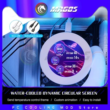CPU AIO Soğutucu Monitör Ekran IPS 2.1 İnç 480X480 Destek Gıf / Video / Aıda 64 Kontrol 120 240 360 CPU Su Soğutma MOD Parçası